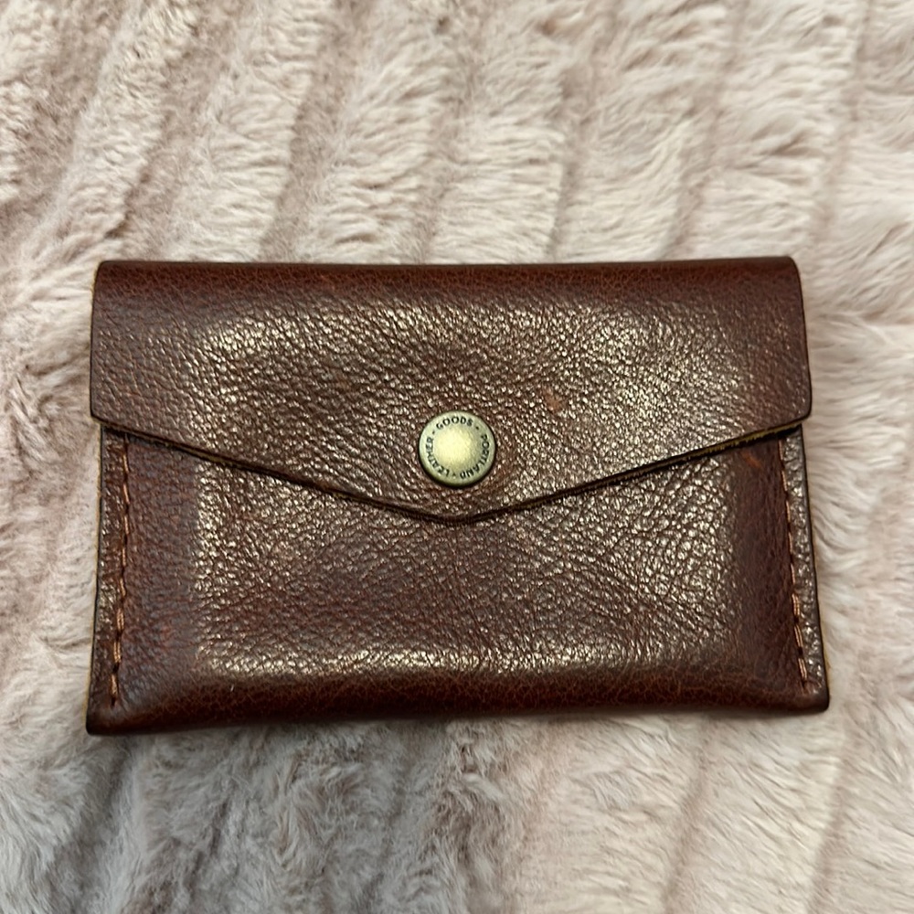Poland leather goods mini envelope wallet in Nutmeg.